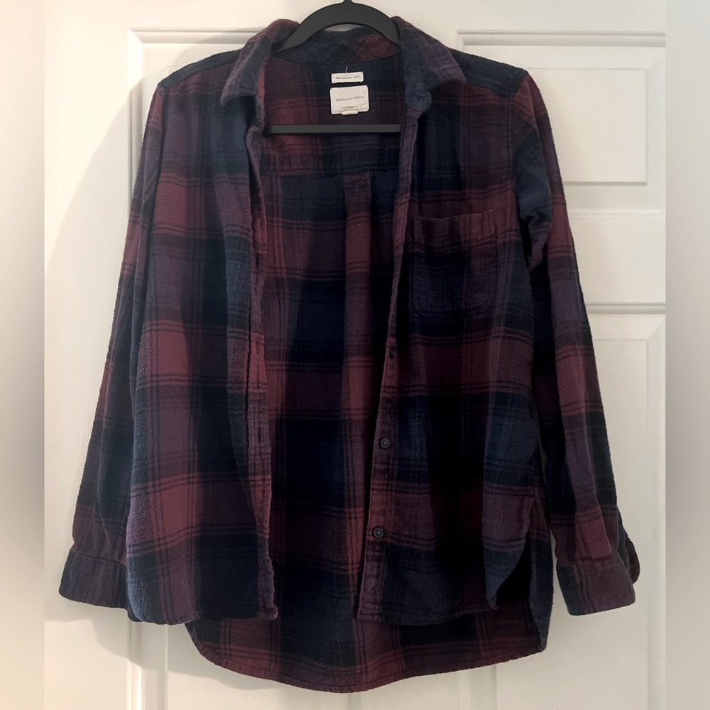 Abercrombie & Fitch Plaid Button Down Shirt - Red and Blue